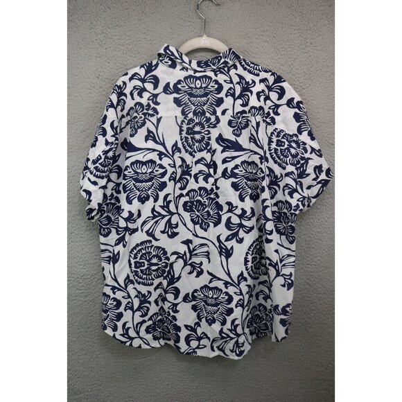 Soft Surroundings Short Sleeve Button Up Blouse-Size XL-Floral-Beachy - Picture 9 of 11